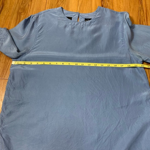 August Silk 100% Silk Blue Short Sleeve Top Blouse - Picture 12 of 13